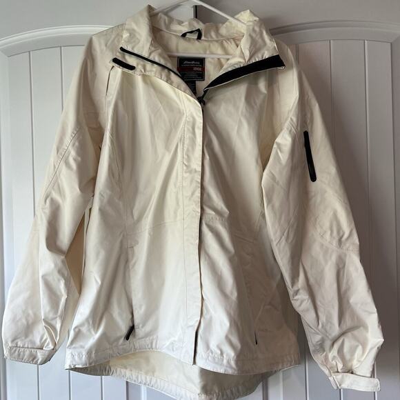 Eddie Bauer White Windbreaker Full Zip Hooded Midweight Jacket XL Weatheredge - Picture 12 of 12
